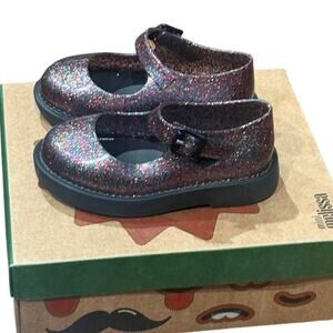 Mini Melissa Lola II Baby Glitter Mary Jane Shoes Sz 7C Clear Multicolor In Box